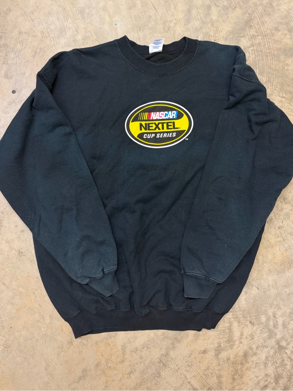 Nascar Black Crewneck Sweatshirt with Yellow Nextel Logo